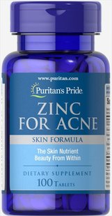 Цинк от прыщей Puritan's Pride (Zinc for Acne) 100 таблеток купить в Киеве и Украине