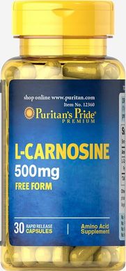Амінокислота L-карнозин, L-Carnosine, Puritan's Pride, 500 мг, 30 капсул