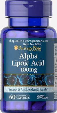 Альфа-ліпоєва кислота, Alpha Lipoic Acid, Puritan's Pride, 100 мг, 60 капсул