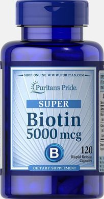 Біотин і Кальцій Puritan's Pride (Biotin with Calcium) 5000 мкг / 222 мг 120 капсул