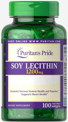 Соевый лецитин, Soy Lecithin, Puritan's Pride, 1200 мг, 100 капсул купить в Киеве и Украине