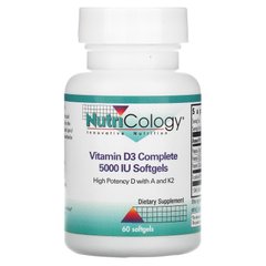 Nutricology, Комплексний вітамін D3, 5000 МО, 60 м'яких таблеток