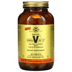 Мультивітаміни без заліза формула VM-75 Solgar (Multiple Vitamins) 180 таблеток
