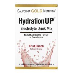 Смесь для напитка с электролитами фруктовый пунш California Gold Nutrition (HydrationUP Electrolyte Drink Mix Fruit Punch) 20 пакетиков по 42 г купить в Киеве и Украине