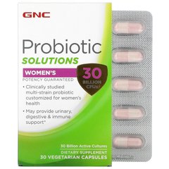 Жіночі пробіотичні вітаміни, Women's Probiotic Solutions, GNC, 30 мільярдів КУО, 30 вегетаріанських капсул