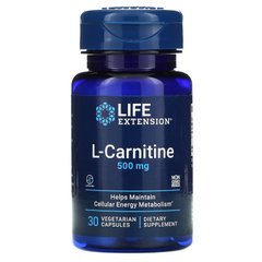 L-карнітин, Life Extension, 500 мг, 30 вегетаріанських капсул