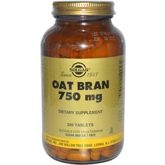 Вівсяні висівки Solgar (Oat Bran) 750 мг 250 таблеток