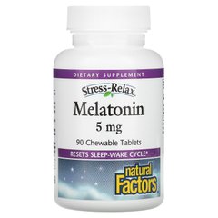 Natural Factors, Stress-Relax, мелатонін, 5 мг, 90 жувальних таблеток