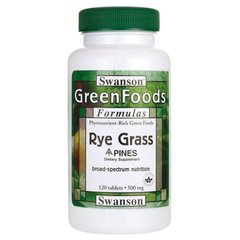 Житня трава, Rye Grass, Swanson, 500 мг, 120 таблеток