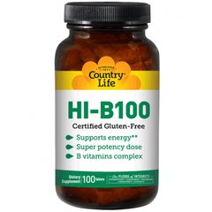 Вітаміни групи B100, HI-B100, Country Life, комплекс, 100 таблеток