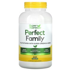 Perfect Family, мультивітаміни для енергії, не містять заліза, Super Nutrition, 240 вегетаріанських харчових таблеток