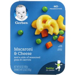 Gerber, Макарони з сиром та гарніром з приправленого гороху та моркви, для малюків, від 12 місяців, 6,6 унції (187 г)