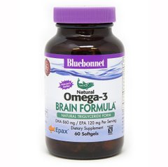 Омега-3, формула для мозку, Bluebonnet Nutrition, Omega-3 Brain Formula, 60 желатинових капсул