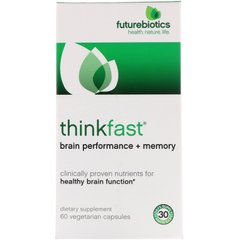 «БистрийУм», підвищення продуктивності мозку і пам'яті, FutureBiotics, 60 рослинних капсул