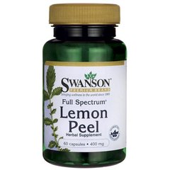 Шкурка лимона, Full Spectrum Lemon Peel, Swanson, 400 мг, 60 капсул