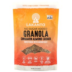 Мюслі, мигдальний хруст з корицею, Granola, Cinnamon Almond Crunch, Lakanto, 312 г