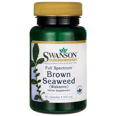 Бурые водоросли (вакамэ), Full Spectrum Brown Seaweed (Wakame), Swanson, 400 мг, 60 капсул купить в Киеве и Украине