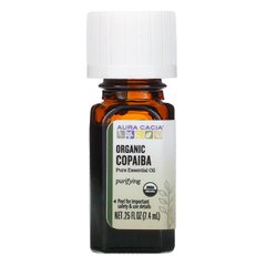 Чиста ефірна олія, органічна копайба, Aura Cacia, 0,25 унції (7,4 мл)
