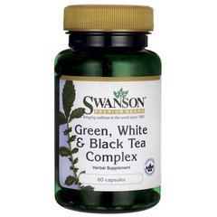Комплекс зеленого, білого і чорного чаю, Green, White,Black Tea Complex, Swanson, 60 капсул