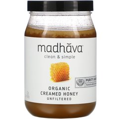 Органический крем-мед, нефильтрованный, Clean & Simple, Organic Creamed Honey, Unfiltered, Madhava Natural Sweeteners, 624 г купить в Киеве и Украине