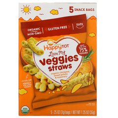 Соломка з нуту органік Happy Family Organics (Chickpea Straws Snack) 5 пакетів по 7 г