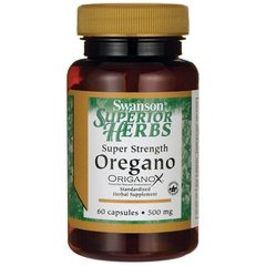 Орегано, Super Strength Oregano, Swanson, 500 мг, 60 капсул