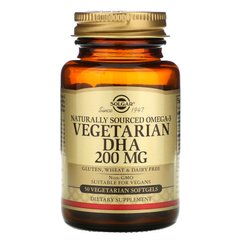 Натуральная Омега 3 ДГК растительного происхождения Solgar (Naturally Sourced Omega-3 Vegetarian DHA) 200 мг 50 вегетарианских мягких таблеток купить в Киеве и Украине