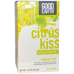 «Цитрусовый поцелуй», декофеинизированный зеленый чай с лемонграссом, Good Earth Teas, 18 пакетиков, 1,17 унции (33,2 г) купить в Киеве и Украине