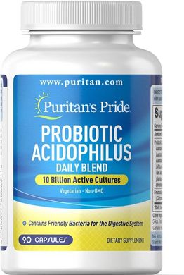 Пробіотик ацидофільний Щоденна суміш 10 мільярдів активних культур, Probiotic Acidophilus Daily Blend 10 Billion Active Cultures, Puritan's Pride, 90 капсул