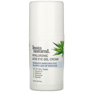Гель-крем для очей з гіалуроновою кислотою, Hyaluronic Acid Eye Gel Cream, InstaNatural, 15 мл