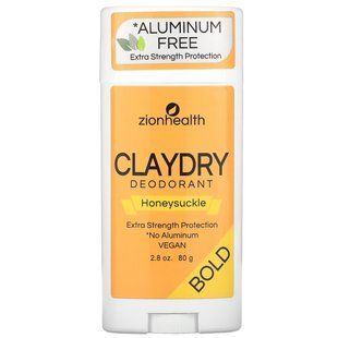 Zion Health, Bold, ClayDry deodorant, honeysuckle, 2.8 ounces (80 g).