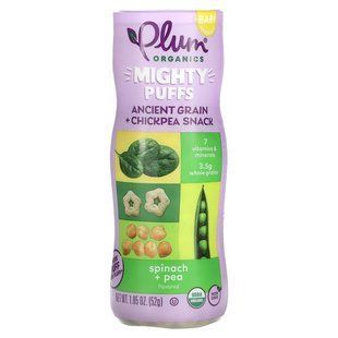 Plum Organics, Mighty Puffs, Ancient Grain + Chickpea Snack, Baby, Spinach + Pea, 1.85 oz (52 g) купить в Киеве и Украине