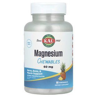 KAL, Magnesium Chewables, Pineapple, 60 mg, 90 Chewables купить в Киеве и Украине