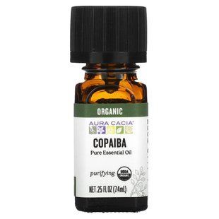 Pure essential oil, organic copaiba, Aura Cacia, 0.25 ounces (7.4 ml)