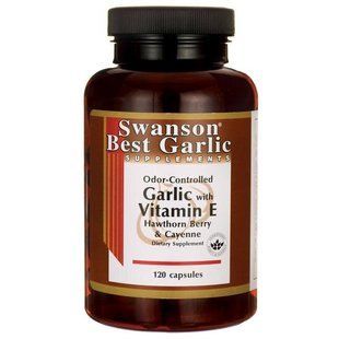 Часник з вітаміном Е, глодом, ягодами і Кайєн, Garlic with Vitamin E, Hawthorn Berry,Cayenne, Swanson, 120 капсул
