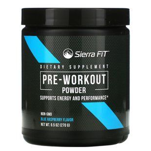Pre-workout powder, Blue Raspberry, Sierra Fit, 9.5 oz (270 g)
