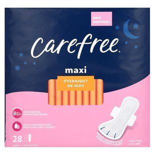 Carefree, Maxi, Overnight with Wings, 28 Pads купить в Киеве и Украине