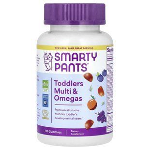 Малыш полный, мульти и омега-3, виноград, апельсиновый крем и черника, SmartyPants, 90 гумочок купить в Киеве и Украине