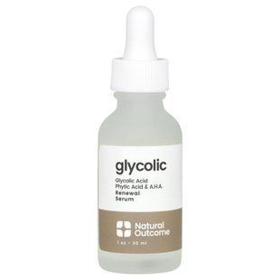 Natural Outcome, Glycolic, Renewal Serum, Fragrance Free, 1 oz (30 ml) купить в Киеве и Украине