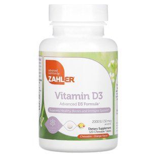 Вітамін D3 Zahler (Vitamin D3 Chewable) 2000 МО 120 жувальних таблеток