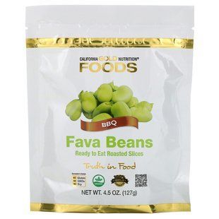 Готовые к употреблению жареные ломтики фасоли барбекю California Gold Nutrition (Foods Fava Beans Ready to Eat Roasted Slices BBQ) 127 г купить в Киеве и Украине