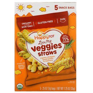 Соломка из нута органик Happy Family Organics (Chickpea Straws Snack) 5 пакетов по 7 г купить в Киеве и Украине
