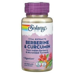 Берберин и куркумин, экстракт корня, Berberine & Curcumin Root Extracts, Solaray, 600 мг, 60 вегетарианских капсул купить в Киеве и Украине