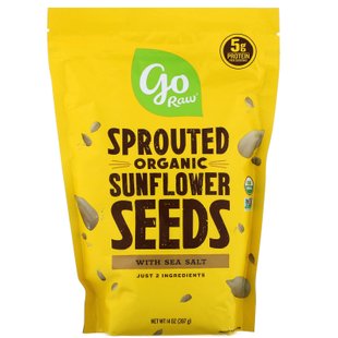 Органические проросшие семена подсолнечника с морской солью, Organic Sprouted Sunflower Seeds with Sea Salt, Go Raw, 454 г купить в Киеве и Украине