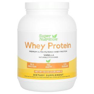 Super Nutrition, Ultra Filtered Whey Protein Powder, Non-GMO, rbST Free, Vanilla, 2 lb (908 g)