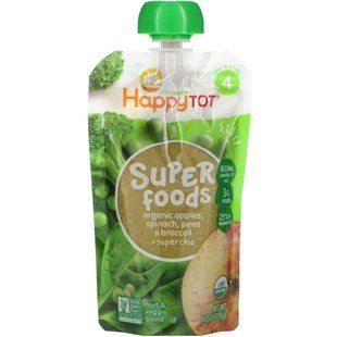 Baby food from apples, spinach, broccoli