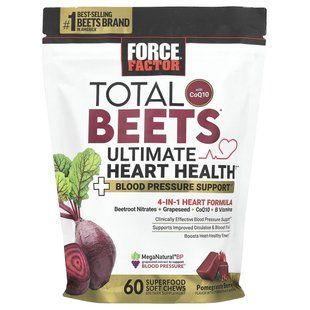 Force Factor, Total Beets&reg; With CoQ10, Ultimate Heart Health, Pomegranate Berry, 60 Superfood Soft Chews купить в Киеве и Украине