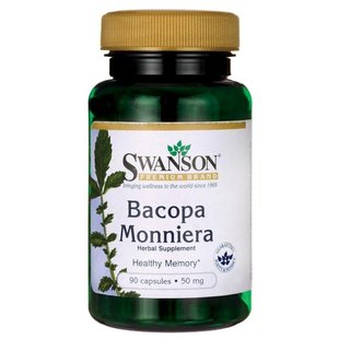 Bacopa Мониера 10: 1 Экстракт, Bacopa Monniera 10:1 Extract, Swanson, 50 мг, 90 капсул купить в Киеве и Украине