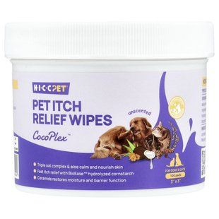 HICC Pet, салфетки для облегчения зуда, для собак и кошек, без запаха, 100 штук купить в Киеве и Украине