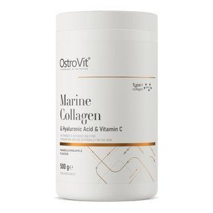 Морской коллаген с гиалуроновой кислотой и витамином C OstroVit (Marine Collagen & Hyaluronic Acid & Vitamin C) 5 г х 30 пакетиков манго-ананас купить в Киеве и Украине